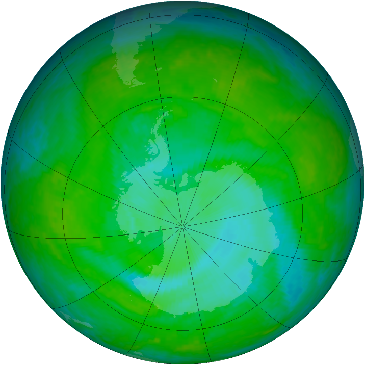 Antarctic ozone map for 13 December 2003